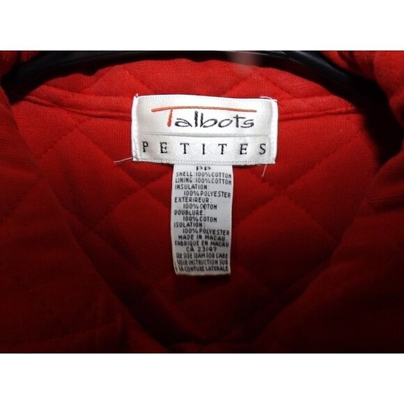 Talbots Petites PP Red Quilted Cotton Jacket Pockets Button Up - Picture 2 of 9